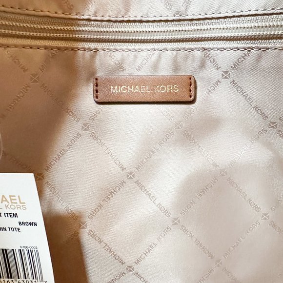 Michael Kors Jet Set Large Front Pocket Tote Bag + Double Zip Wallet MK Brown - Picture 8 of 16